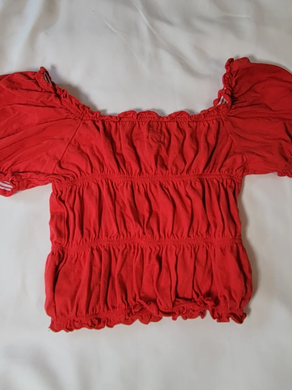 GAP Red Smocked Off-Shoulder Crop Top- Size M